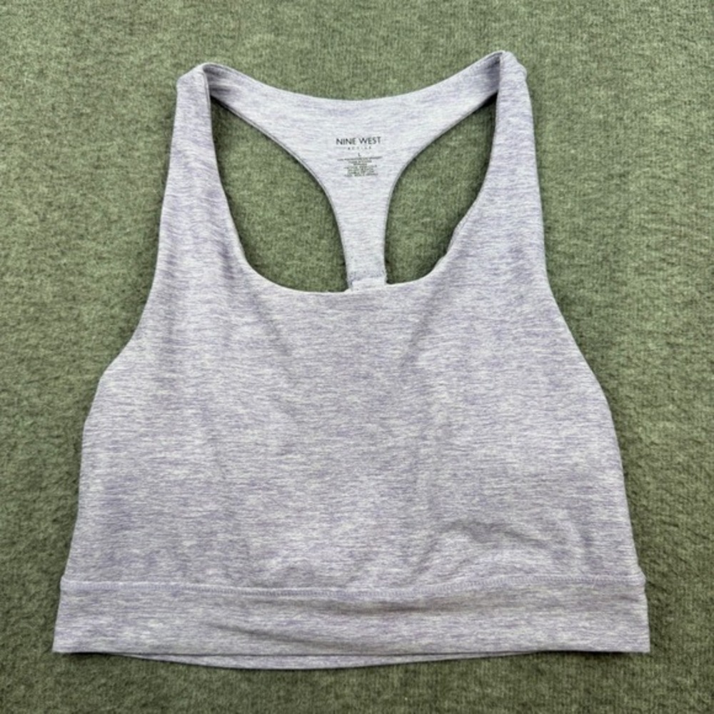 Nine West Active Sports Bra Women's Large Purple Heathered‎ Strappy Racerback L